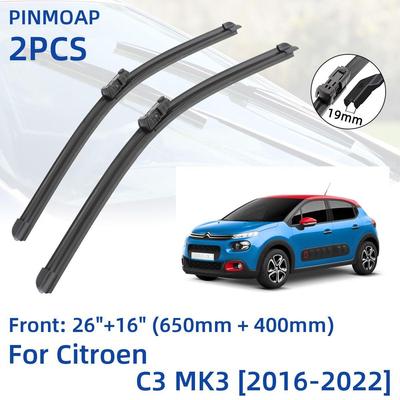 2PCS Frontscheibe Scheibenwischerblätter Für Citroen C3 MK3 2016-2022 26 "+ 16" Fenster Pinsel Cutter Zubehör 2016 2017 2018 2019 2020 2021 20