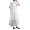 Retro Embroidered Lace Sleeveless Vest Dress Set - Plus Size, Hollow-Out, Two-Piece, Summer Loose Fit.