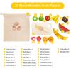 UMU Fruit Cutting Toy Wooden Montessori Educational Wooden Toy Fruit Candy Food Storage Bag Miniature Food Birthday Gift for Boys and Girls Ages 6