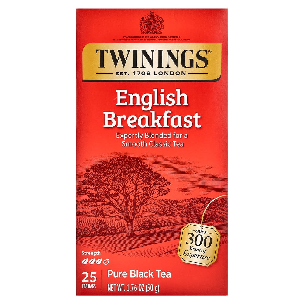 Twinings Pure Black Tea English Breakfast Tea Bags, 25 Count, 50g (1.76oz)