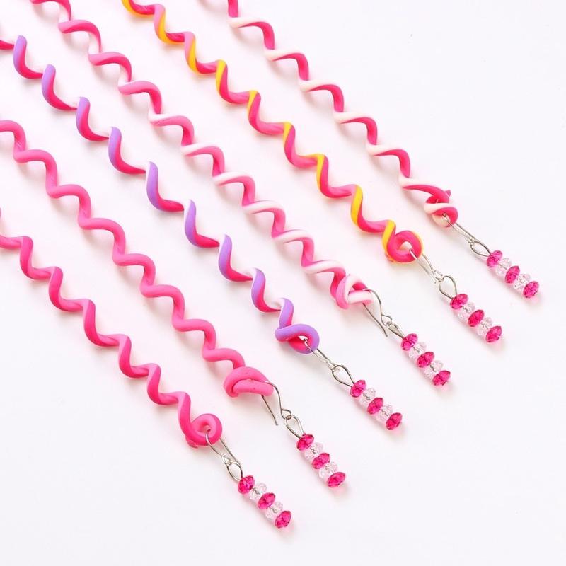 6Pcs1Set Kids Curler Hair Braid Hair Sticker Baby Girls' Decor Hair Accessories.