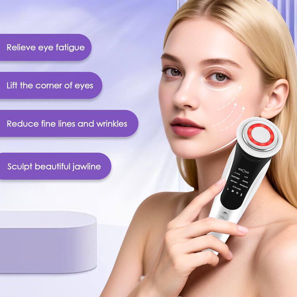 EMS Ion Microcurrent & Red Light Beauty Device with Base, 7-Color Light & Vibration