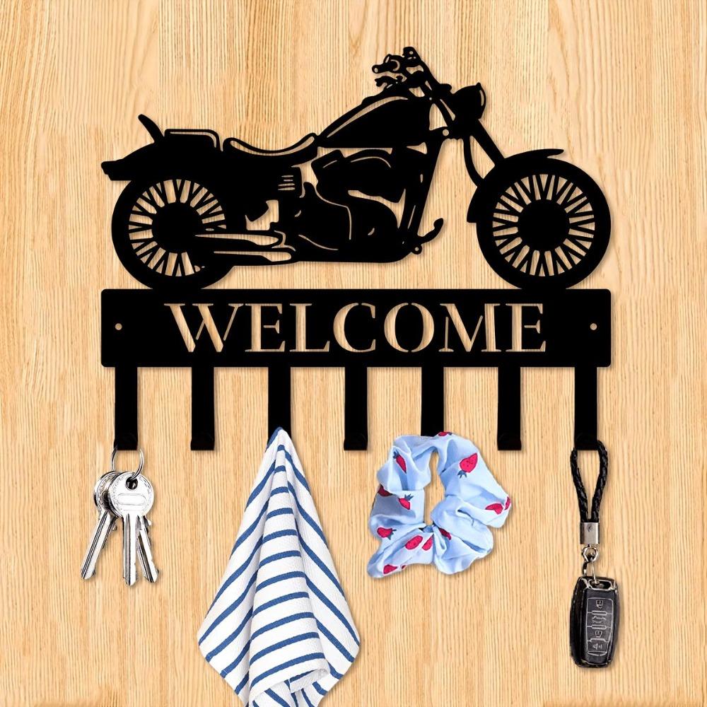 Metal Wall Art Motocross Coat Rack Painted Finish Entryway Organizer Holiday Gift
