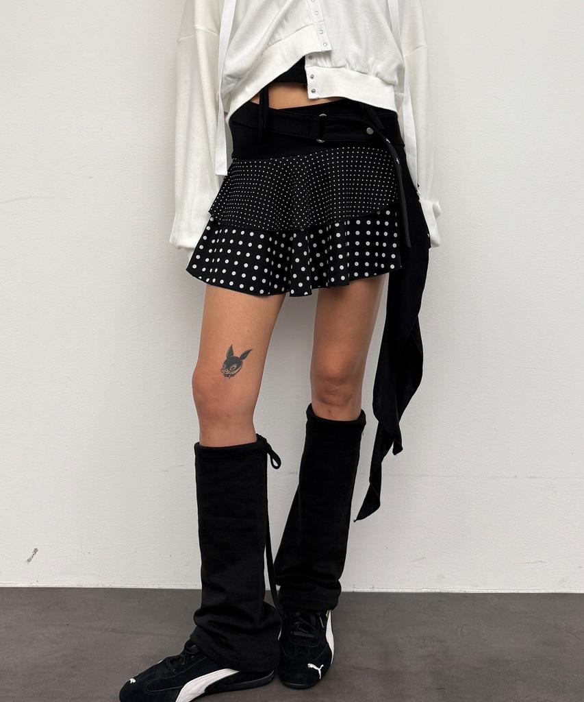 Plasma Sphere Peri Dot Shirred Ribbon Tiered Can-Can Skirt_ 2 Colors