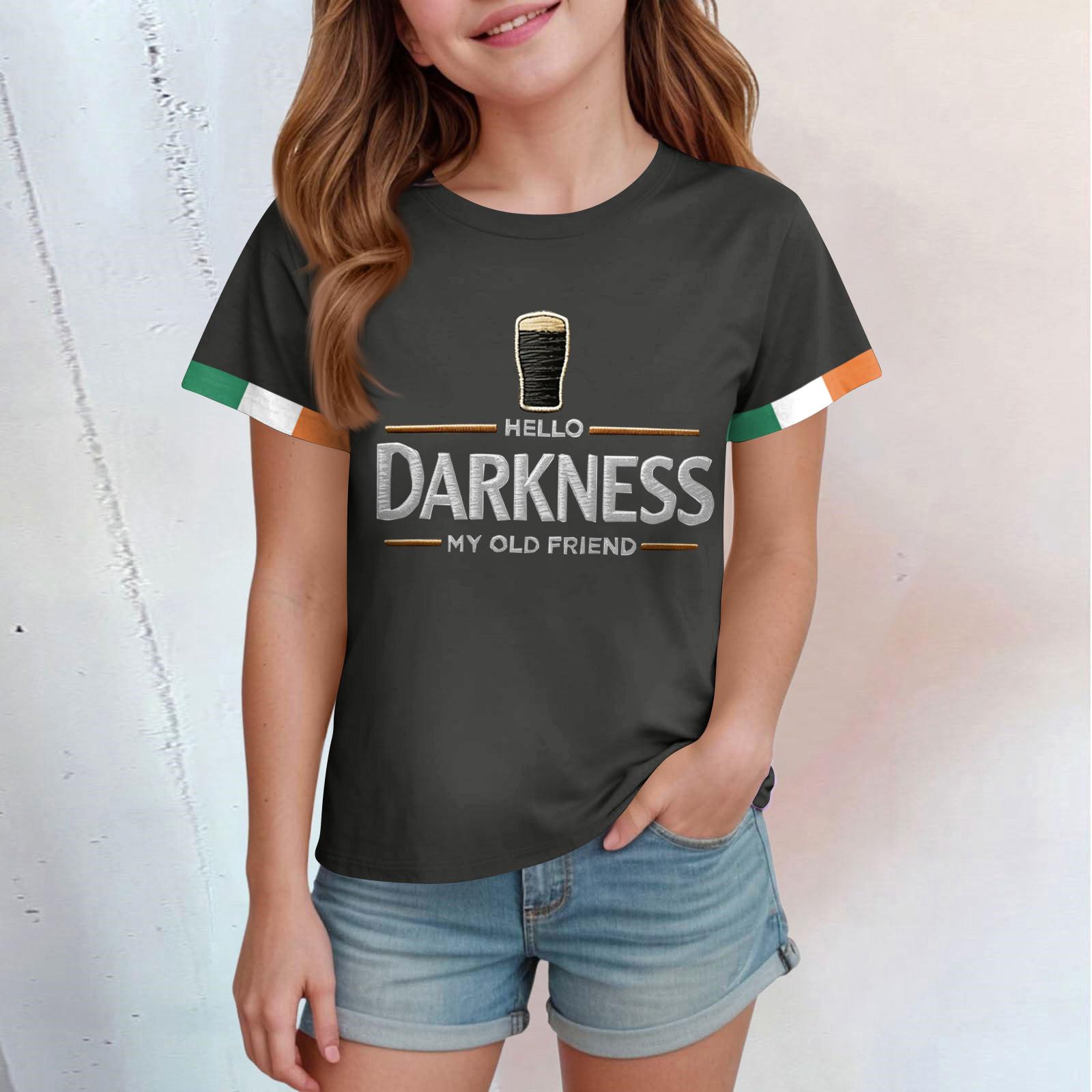 Детский повседневный топ с круглым вырезом и короткими рукавами 100