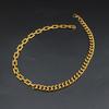 18K Gold Plated Cuban Link Chain Necklace for Women - Stainless Steel, French Retro Design