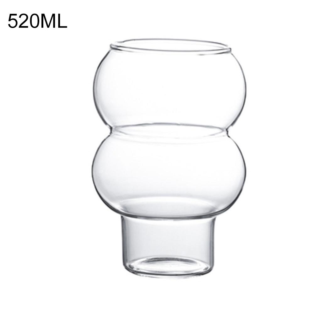 300/520ml Coffee Mug Gourd Shape Cocktail Glass Household Transparent Whiskey Wine Yogurt Dessert Glass Cup Bar Drinkware