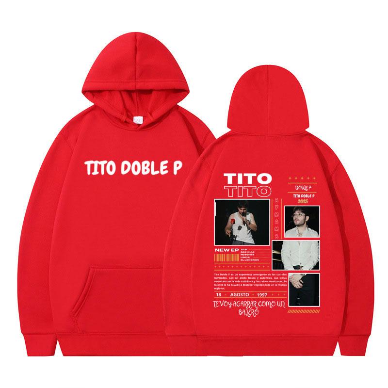 Tito Doble P Album 2025 Tour Graphic Hoodie Men Women oversized Pullover Winter Long-sleeved Casual Vintage Hooded sweatshirts
