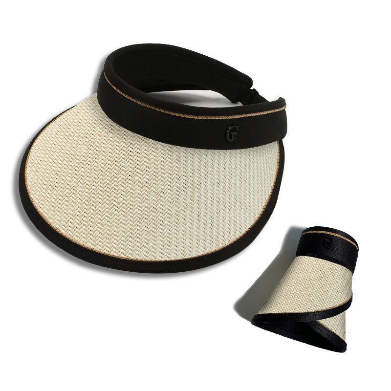 Vinyl Empty Top Hat Women'S Summer Sun Protection Straw Hat Uv Protection Big Brim Cycling Roll Sun Hat Uv Sun Hat