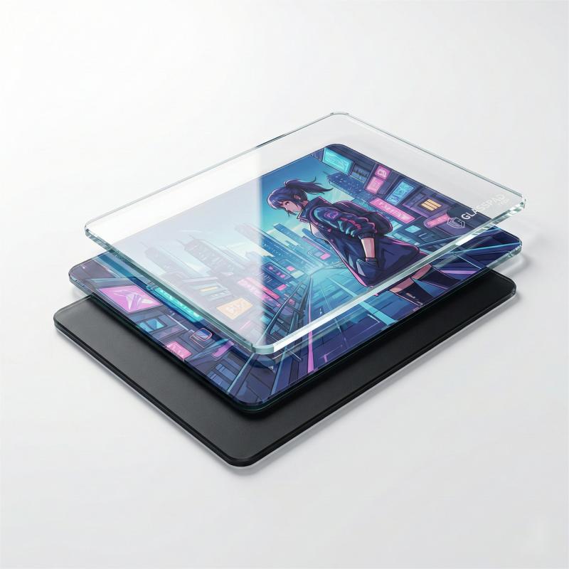 Tappetino per Mouse in Vetro per Gaming XXL Antiscivolo Tappetino da Scrivania Impermeabile Base in Gomma Antiscivolo Nero Velocità Precisione