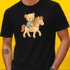 Unisexs Teddy Bear On Horse Print Cotton Tshirt Size Xs To 5xl