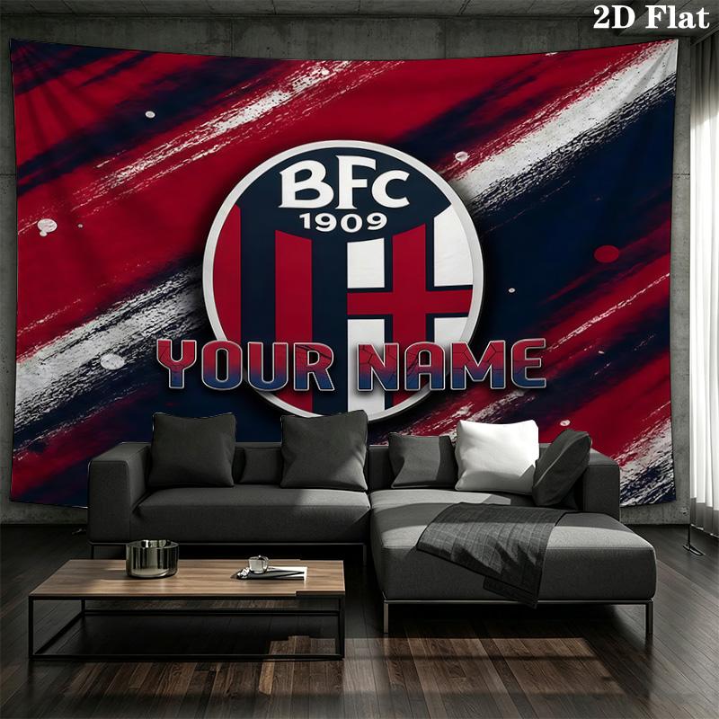 Bologna Fc Custom Name Wall Tapestry Aesthetic Wall Hanging Printed Fabric Blanket Decorative Tapestries For Bedroom Living Room Home Decor