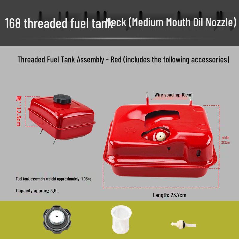 168F170/188F190 Vodní čerpadlo a palivová nádrž pro mikro-kultivátor pro benzínové motory GX160/390 - Závitový port.