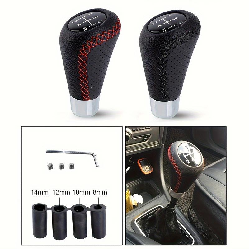 Universal 5 Speed Manual Leather Red Stitch Gear Shift Knob Car Gear Stick Shift Knob Lever Manual Transmission M8 M10 M12