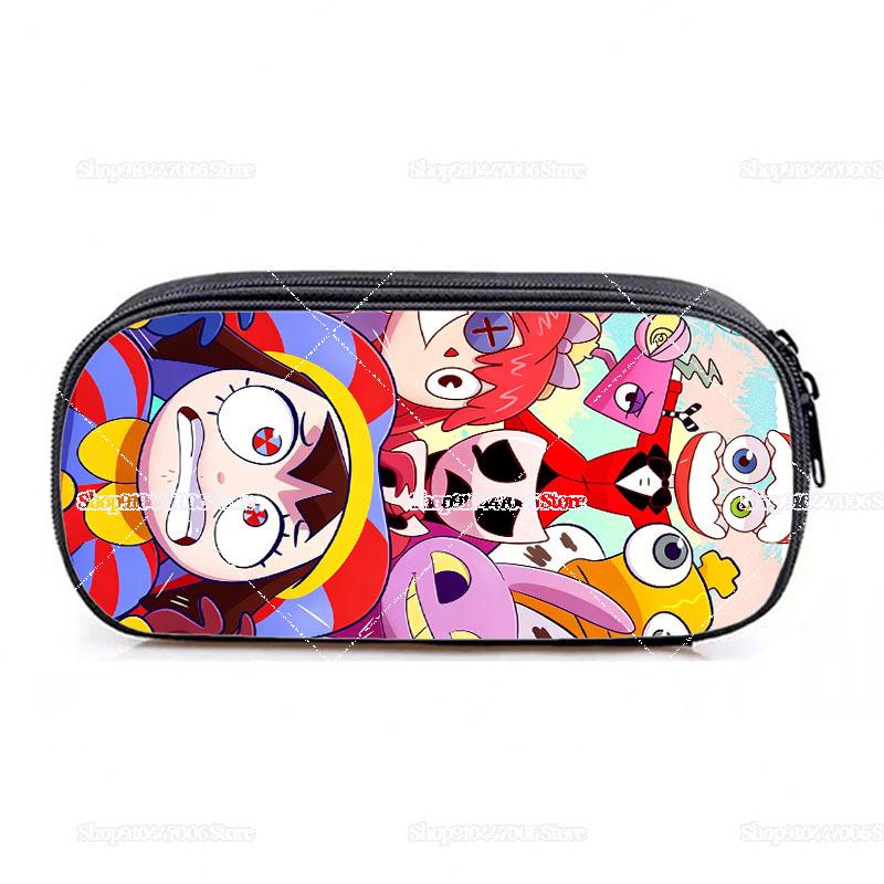 Kreslený Anime Úžasný Cirkus Vzor Tisk Pouzdro na tužky Pomni Jax Pouzdro na tužky Zipové Pouzdro na tužky Velká kapacita Úložné prostory na psací potřeby