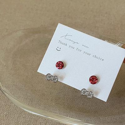 Bursting Red Zircon Bow Stud Earrings Female Design Sense Niche Unique Personality Fashion Versatile Earrings Earrings
