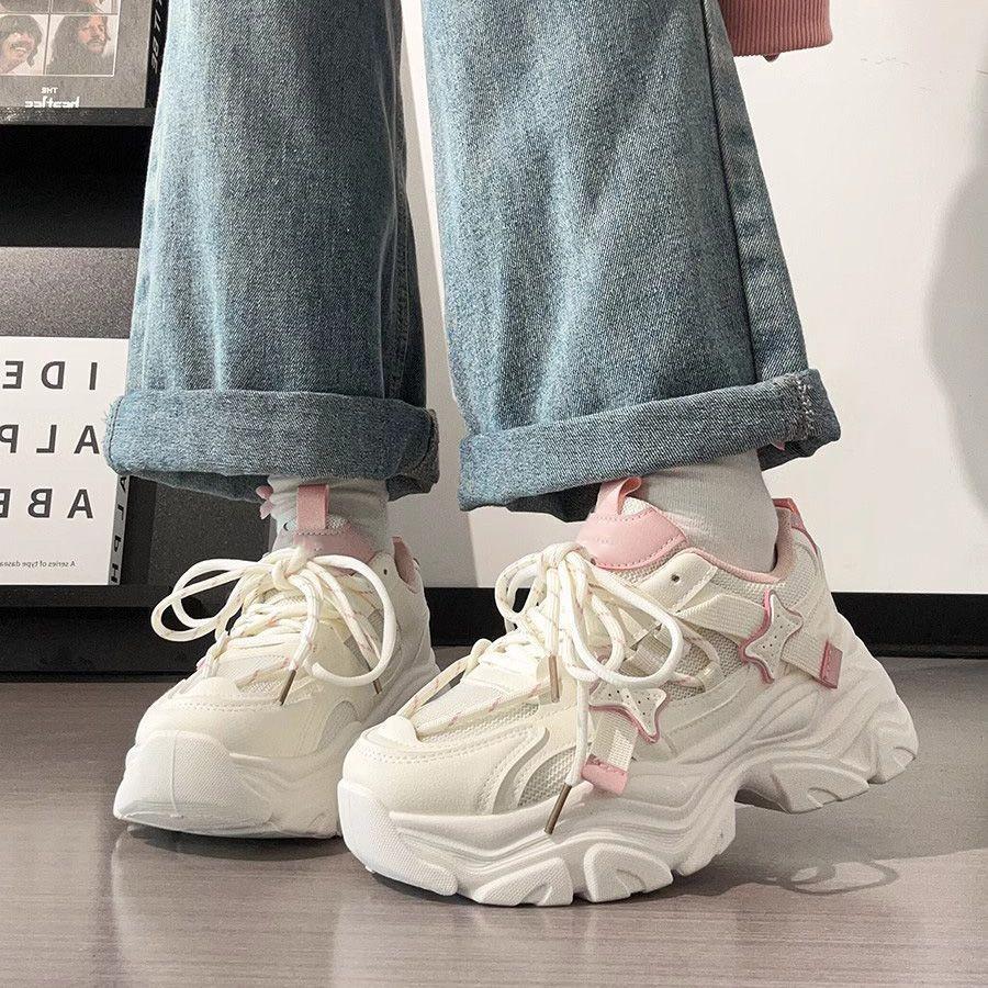 Sakura pink dad shoes women's autumn new versatile casual niche breathable thick-soled fashion commuter sports shoes