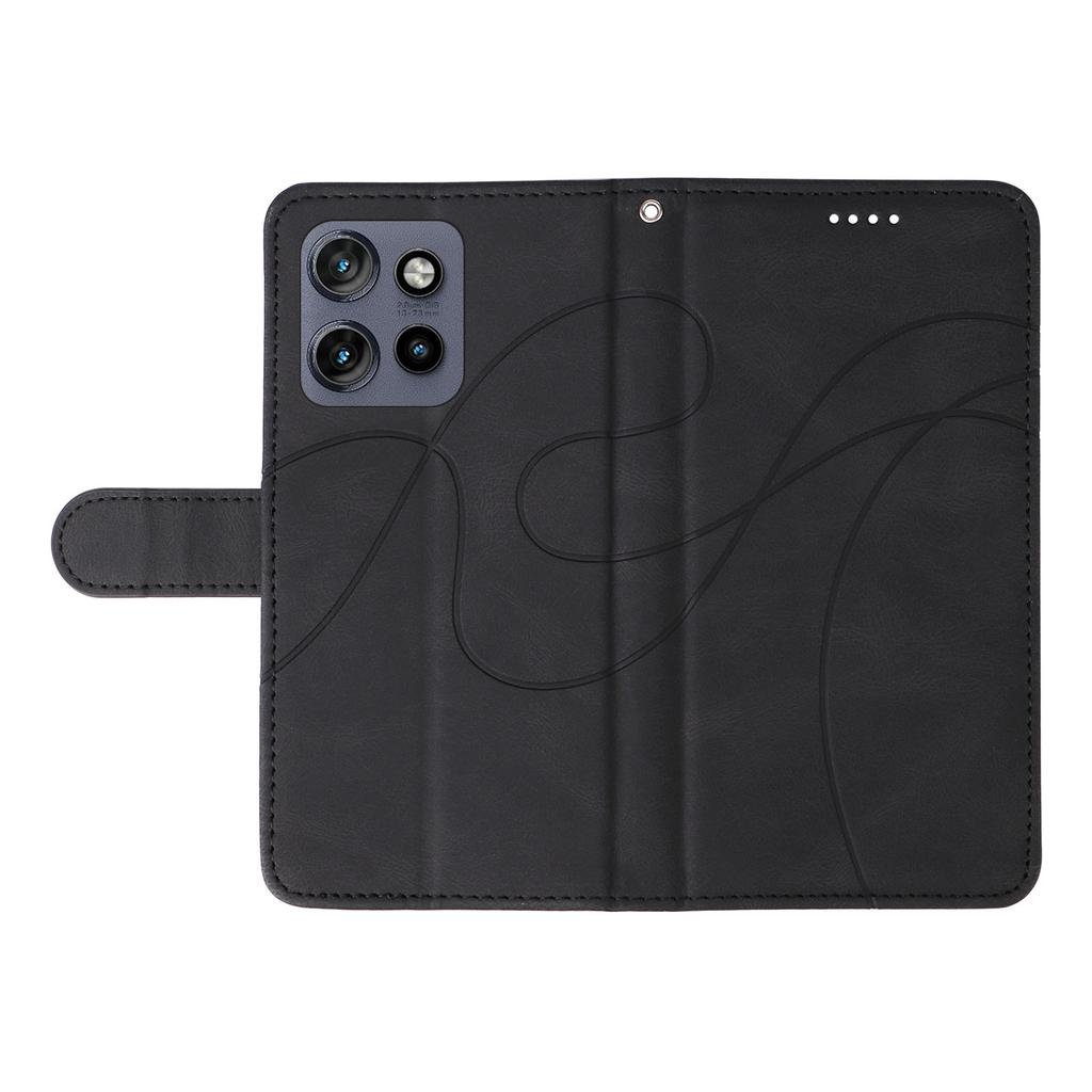 For Motorola Edge 50 Neo 5G/Moto S50 5G/Thinkphone 25 5G Case Stand Wallet Leather Phone Cover Curved Line Wrist Strap