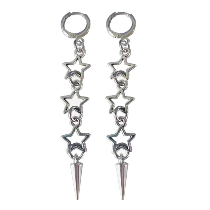 

Vintage Punk Style Star Earrings Fashion Ear Pendants Birthday Gift with Hollow Out Design and Gothic Pendant Charm 1