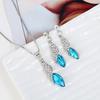 Women Fashion Diamond Drops Necklace + Earrings Set Delicate Wear Decoration