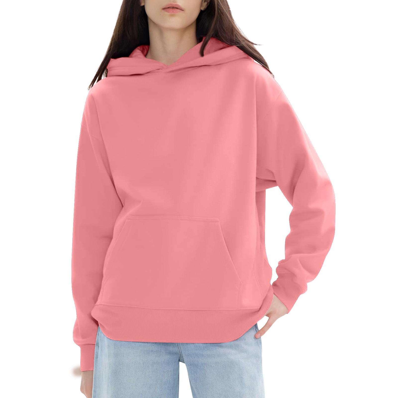 

Женские модные повседневные универсальные повседневные толстовки с круглым вырезом, однотонные топы с длинными рукавами XL розовый