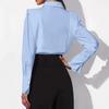 YYFS Camicette e camicie con collo a polo a maniche lunghe con stampa tinta unita primavera autunno moda casual da donna