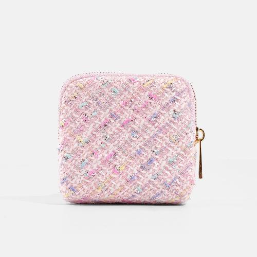 

Square Exquisite Zipper Jewelry Bag Portable Travel Makeup Bag Small Cosmetics Organizer Sanitary Pad Pouch Sanitary Napkin Bag рожевий