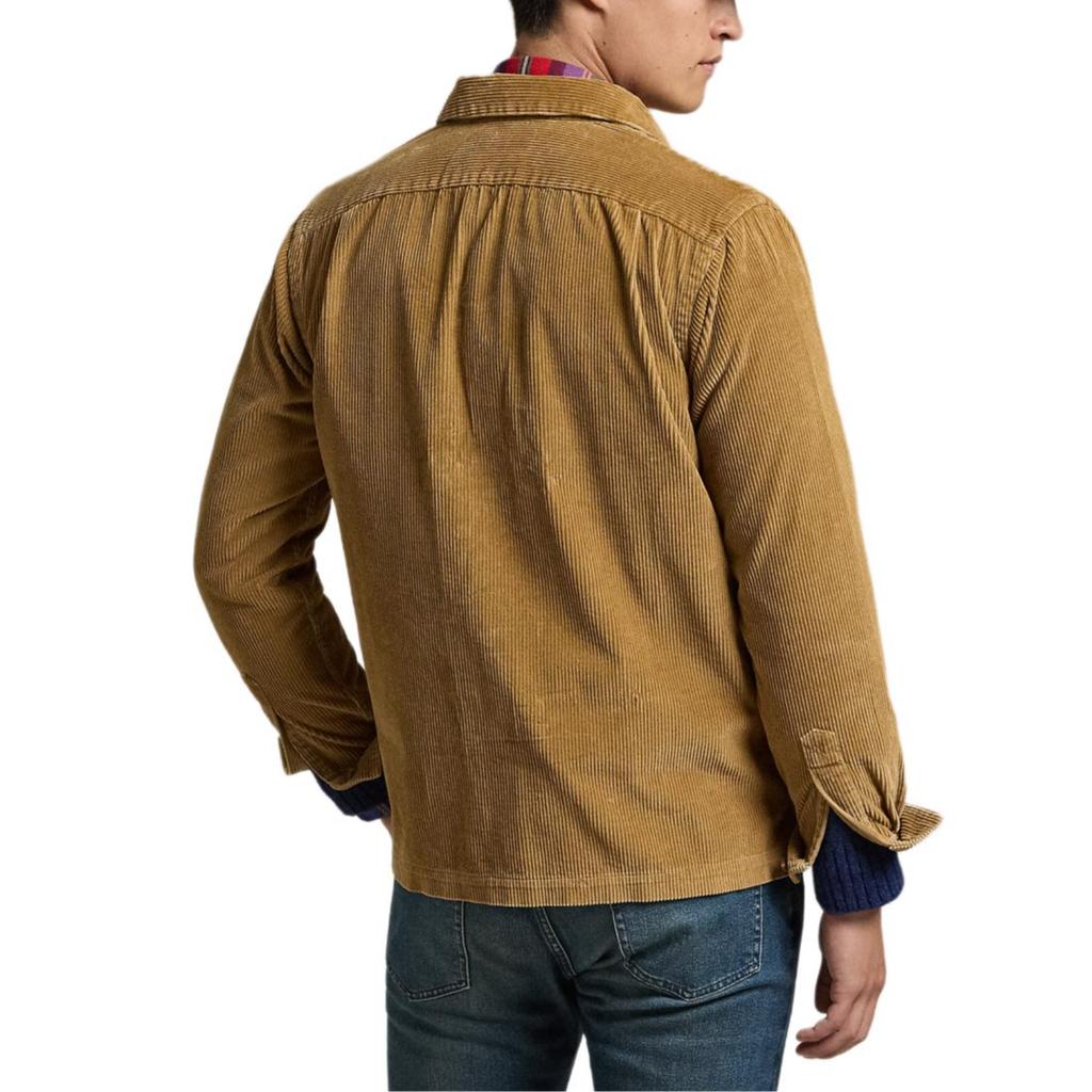 Polo Ralph Lauren Classic Cotton Corduroy Solid Color Camp Collar Button Down Long Sleeve Shirt Men Shirts Brown 710876980-009