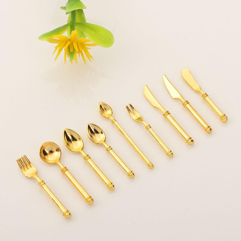 1:6/1:12 Scale Miniature Cookware Doll Accessories Simulation Mini Cutlery Fork Knife Spoon