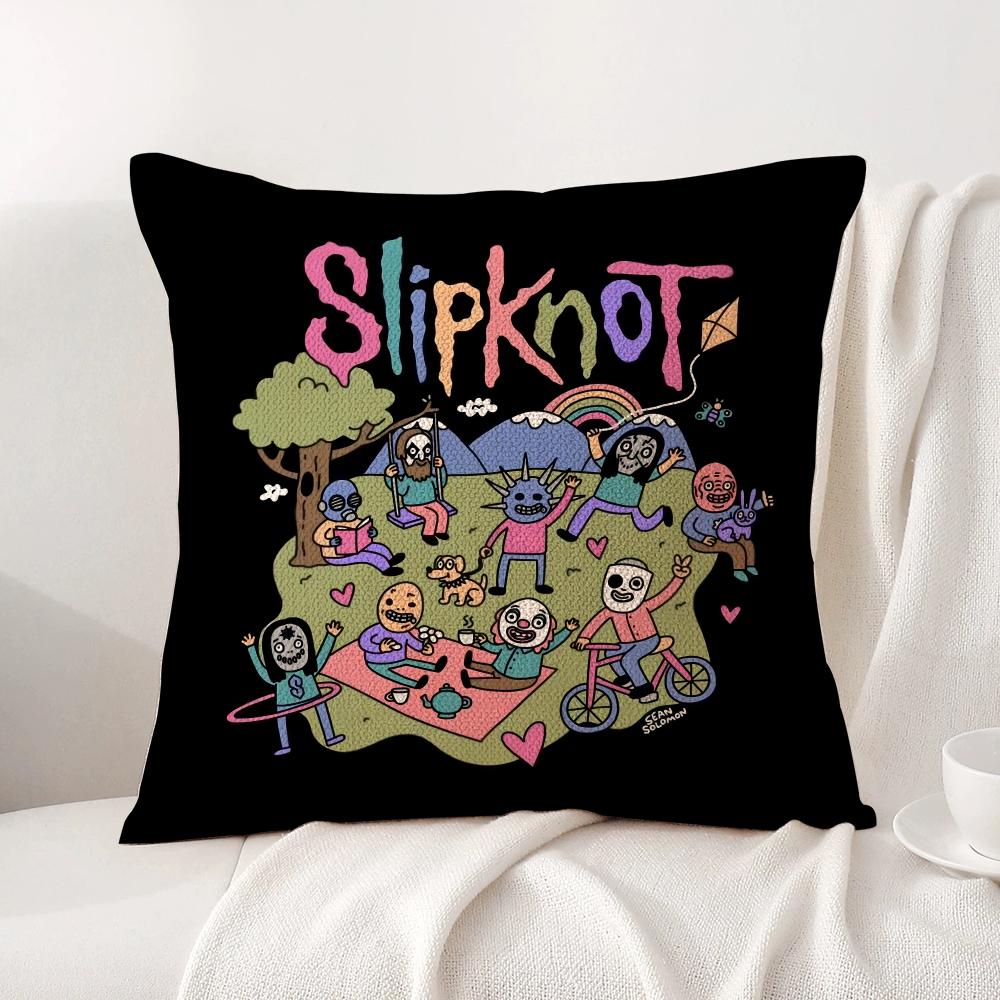 Band S-Slipknot Cushion Cover Summer Coolness Linen Fabric Double-Sided Printing Pillow Case Sofa Home Decor Gift