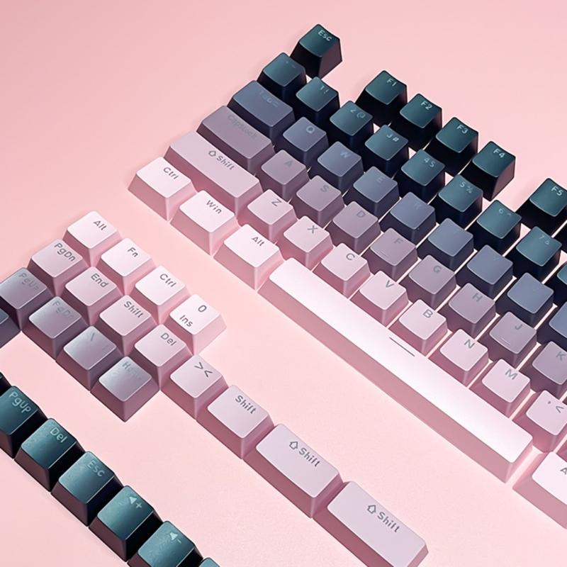 Ergonomic OEM Profile PBT Keycap Set, Front Printed Double Shot Keycap with Shine Through for Mechanical Keyboards