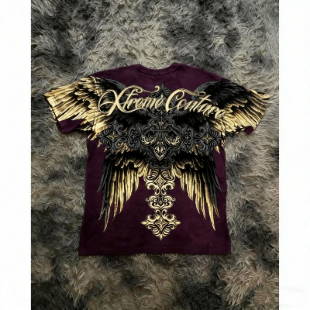 Fashion Summer Kids T-shirt Vintage Gothic Cross Wing Print Tees Round Neck T-shirt Outdoor Street Style Top Casual Boy and Girl's Clothing