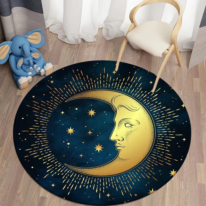 Nordic Style Sun Moon Circular Carpet Living Room Bed Bath Children's Floor Decoration Non Slip Mat