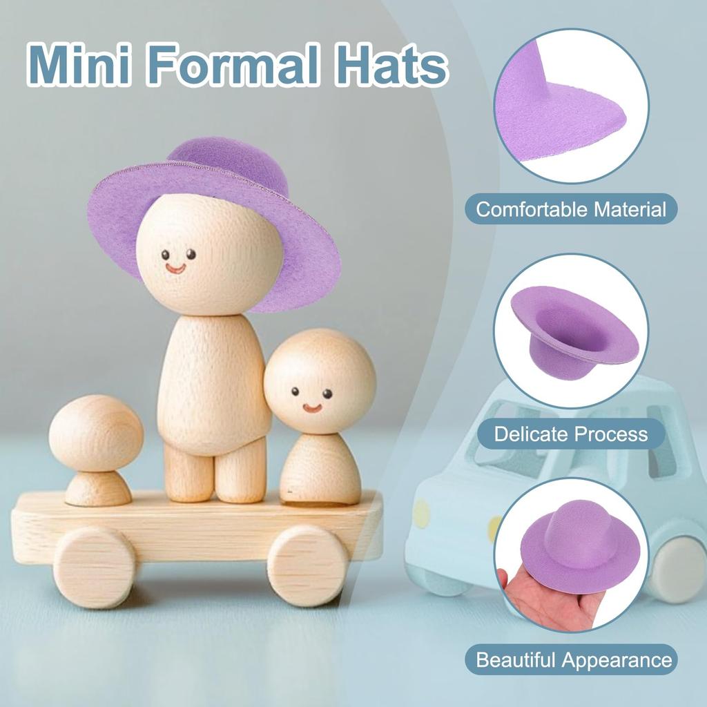 [PATIKIL] 4-inch Mini Formal Hats, 12pcs, Miniature Doll Top Hats, Craft Hair Accessories, for Doll Snowman, Black