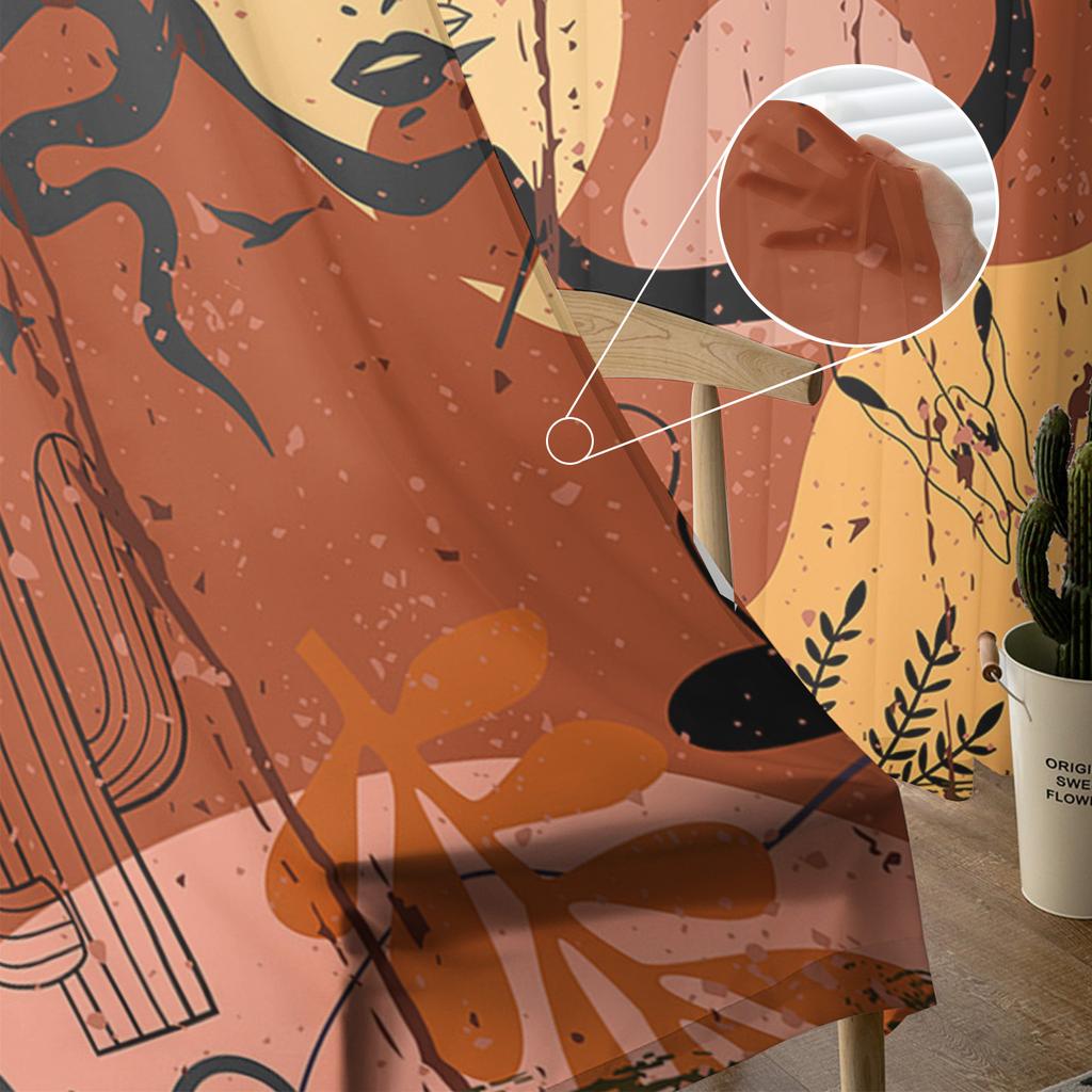 Cowboykaktus Gitarr Bohemia Retro Skira Gardiner Vardagsrumsfönster Tyllgardiner Sovrum Slöjgardiner Dekor Lyxiga Draperier