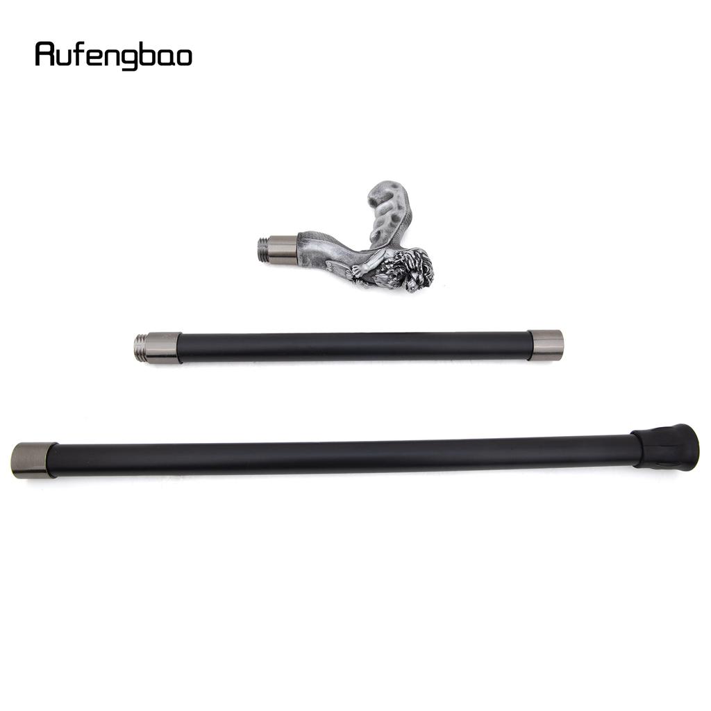 Silver Lion Head Resin Walking Cane Fashion Decorative Steel Stick Gentleman Lion Performance Stage Cane 93cm