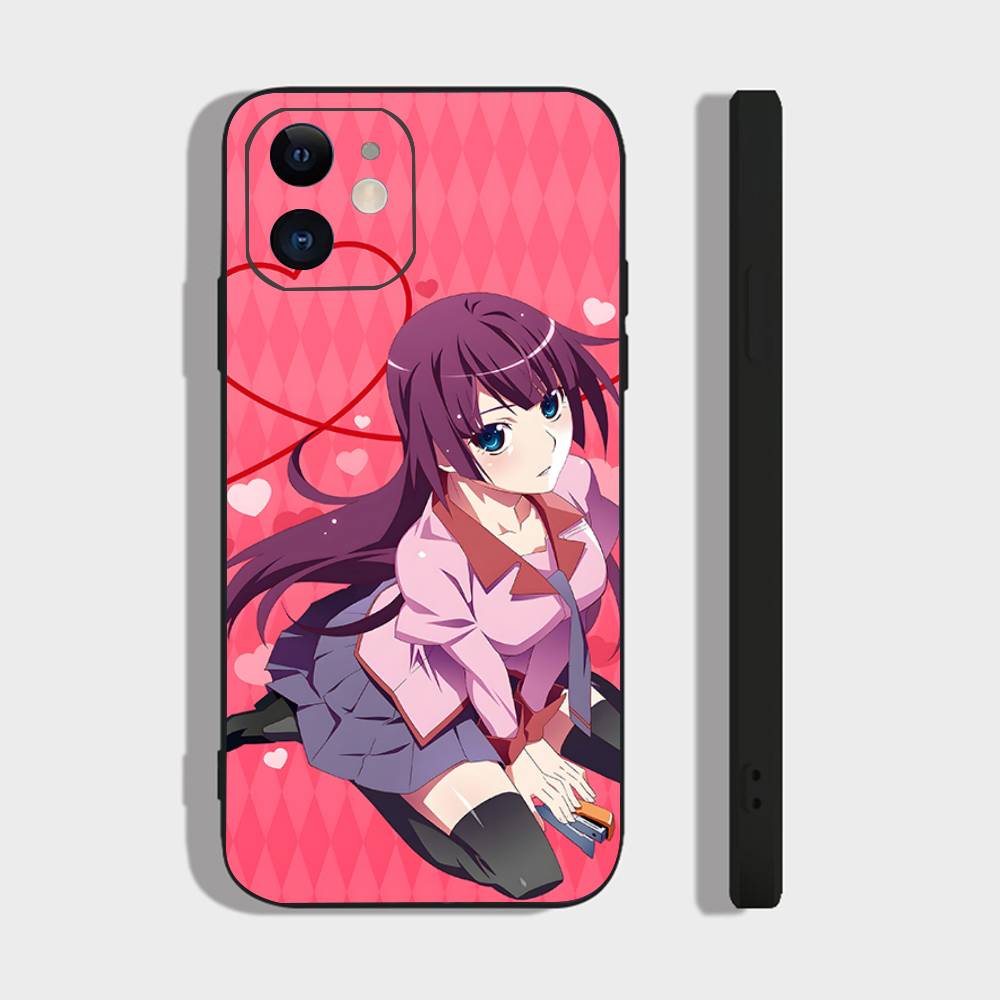 Senjougahara Hitagi Anime Monogatari Series Phone Case For IPhone 17 Air 16 15 14 13 Pro Max 11 12 Black Silicone Cover