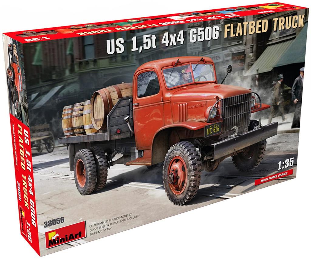 MiniArt Scale American 4x4 G506 Flatbed Truck Plastic Model MA38056 1/35 1.5t (Molded Color)