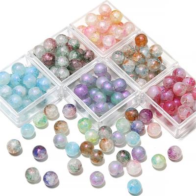 10mm Glass Pop Beads Halo Inside Broken Round Beads Glaze Beading Retro Handmade Diy Ice Crack Jewelry Loose Beads Beads for Jewelry Making