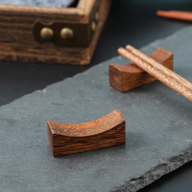 Rosewood and Red Sandalwood Engraved Chopstick Holder and Rest