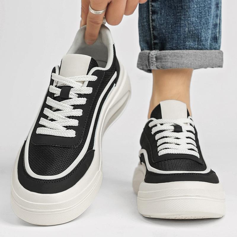 Light Luxury Niche Thick Baseplate Shoes Men's High Sense Summer New Low-top Versatile Mesh Casual Sports White Shoes