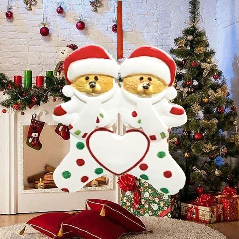 Resin Christmas Brown Bear Pendant Love DIY Name Pendants Christmas Tree Decoration  Christmas Day