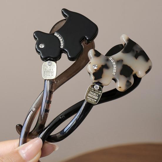 Hairpin Faux Pearls Cat Puppy Shape Hair Claw Back Head Hair Clip Acrylic Hair Styling Tool