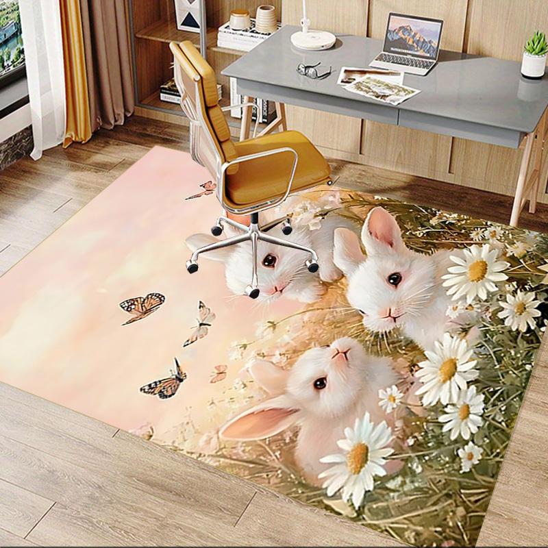 1pc rabbit flowers Carpet Office Rug Outdoor Mat Home Decor Area Carpet Festival Gift Office desk chair carpet