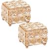 NOELAMOUR Crystal Antique Jewelry Box with Lid, Cotton Case, Trinket Box, Cotton Swab Holder, Set of 2