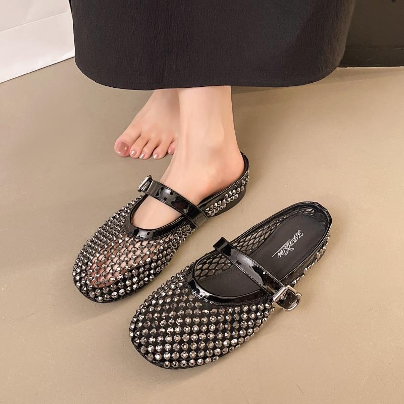 Fashion Cover Toe Flat Shoes Female Woman's Slippers Slides Jelly Flip Flops 2025 Soft Glitter Spring Crystal Shoes Slippers Flat Sliper