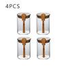 Glass Jars with Bamboo Lids and Spoons Spice Beans Tea Glass Canisters Sealed Container for Yogurt Oatmeal Kitchen Accessories