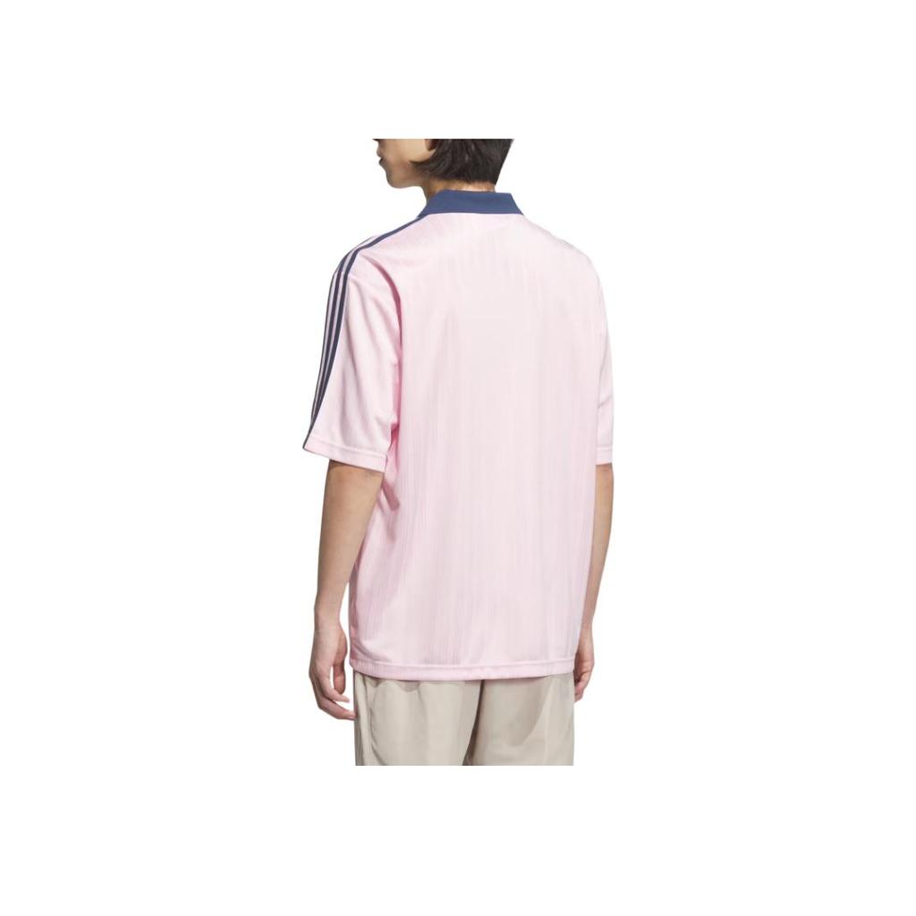 Adidas Originals Logo Color Block Striped Loose Fit Short Sleeve T-Shirt Men Tops Pink JX8982