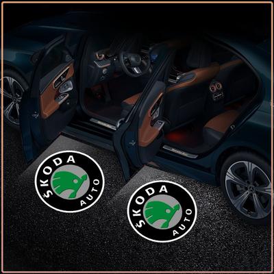 2 Stuks LED Auto Deur Ghost Shadow Projector Lamp Draadloos Auto Welkom Logo Lamp Voor Octavia MK2 MK3 2 3 A7 Fabia Karoq Kodiaq Superb Rapid Kamiq