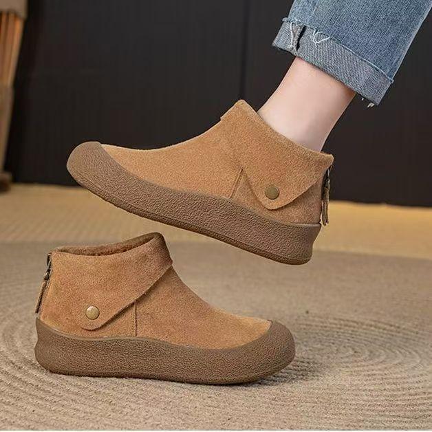 Women's shoes autumn and winter new real soft leather velvet warm high-top shoes women's cotton shoes snow boots Boken shoes